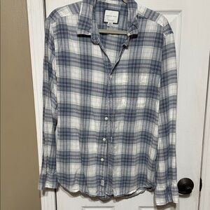 American Eagle Outfitters Blue and White Plaid Shirt